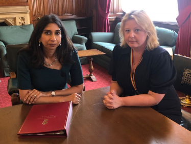 Nickie with the Home Secretary, Suella Braverman MP